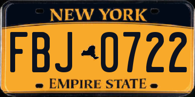 NY license plate FBJ0722