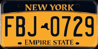 NY license plate FBJ0729