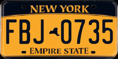 NY license plate FBJ0735