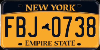 NY license plate FBJ0738