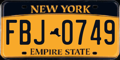 NY license plate FBJ0749
