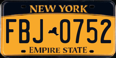 NY license plate FBJ0752