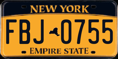 NY license plate FBJ0755