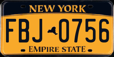 NY license plate FBJ0756