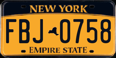 NY license plate FBJ0758