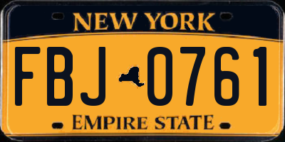 NY license plate FBJ0761
