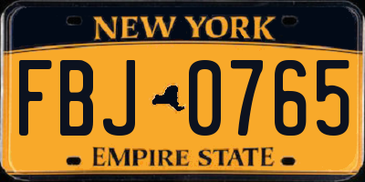 NY license plate FBJ0765