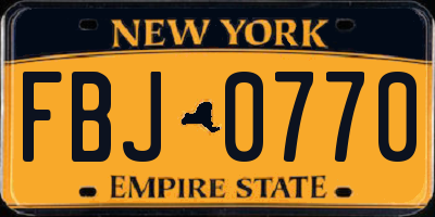 NY license plate FBJ0770