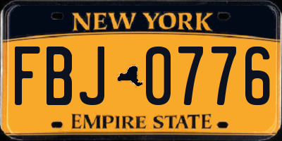 NY license plate FBJ0776