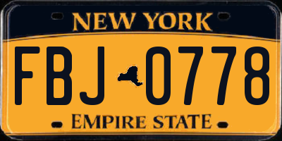 NY license plate FBJ0778