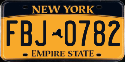 NY license plate FBJ0782