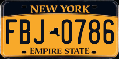 NY license plate FBJ0786