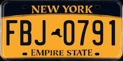 NY license plate FBJ0791