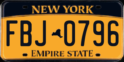 NY license plate FBJ0796