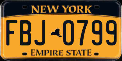 NY license plate FBJ0799