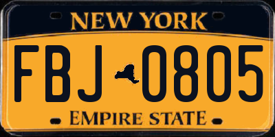 NY license plate FBJ0805