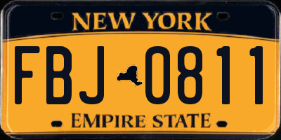 NY license plate FBJ0811
