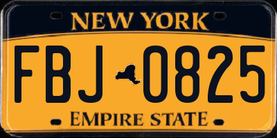 NY license plate FBJ0825