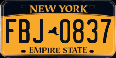 NY license plate FBJ0837