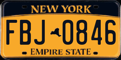NY license plate FBJ0846