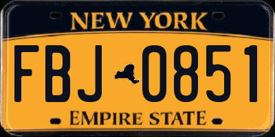 NY license plate FBJ0851