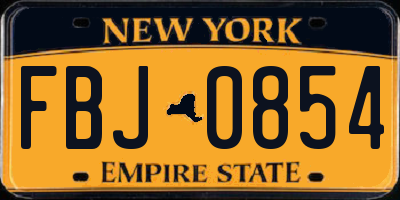 NY license plate FBJ0854