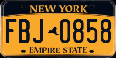 NY license plate FBJ0858