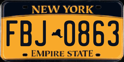 NY license plate FBJ0863