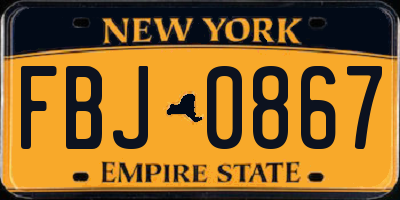 NY license plate FBJ0867