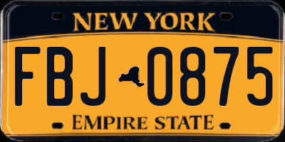 NY license plate FBJ0875