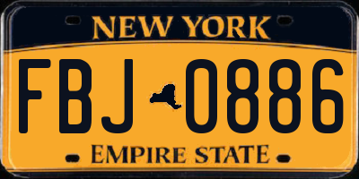 NY license plate FBJ0886