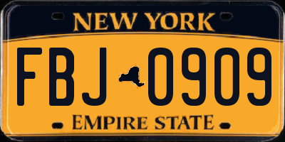 NY license plate FBJ0909