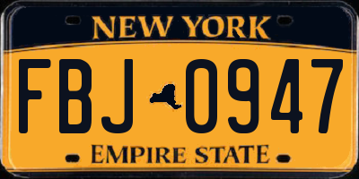 NY license plate FBJ0947