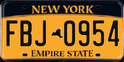 NY license plate FBJ0954