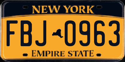 NY license plate FBJ0963
