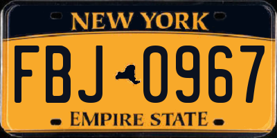 NY license plate FBJ0967