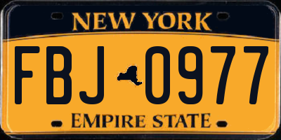 NY license plate FBJ0977