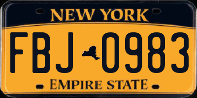 NY license plate FBJ0983