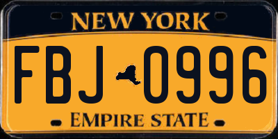 NY license plate FBJ0996