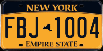 NY license plate FBJ1004