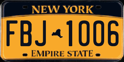 NY license plate FBJ1006