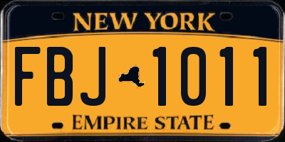 NY license plate FBJ1011