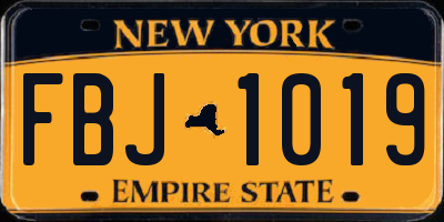 NY license plate FBJ1019