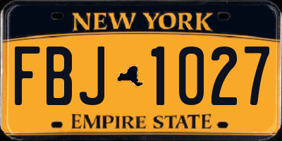 NY license plate FBJ1027