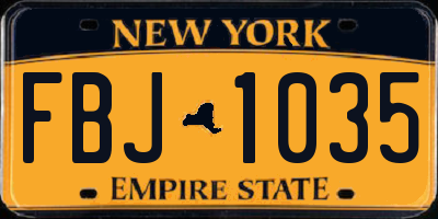 NY license plate FBJ1035