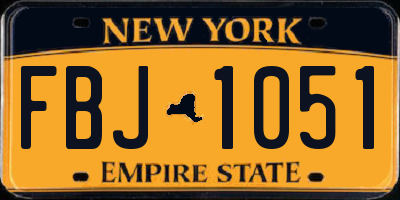NY license plate FBJ1051