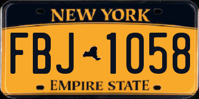 NY license plate FBJ1058