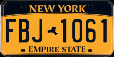 NY license plate FBJ1061