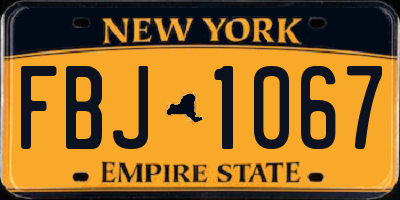 NY license plate FBJ1067