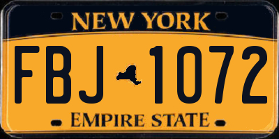 NY license plate FBJ1072